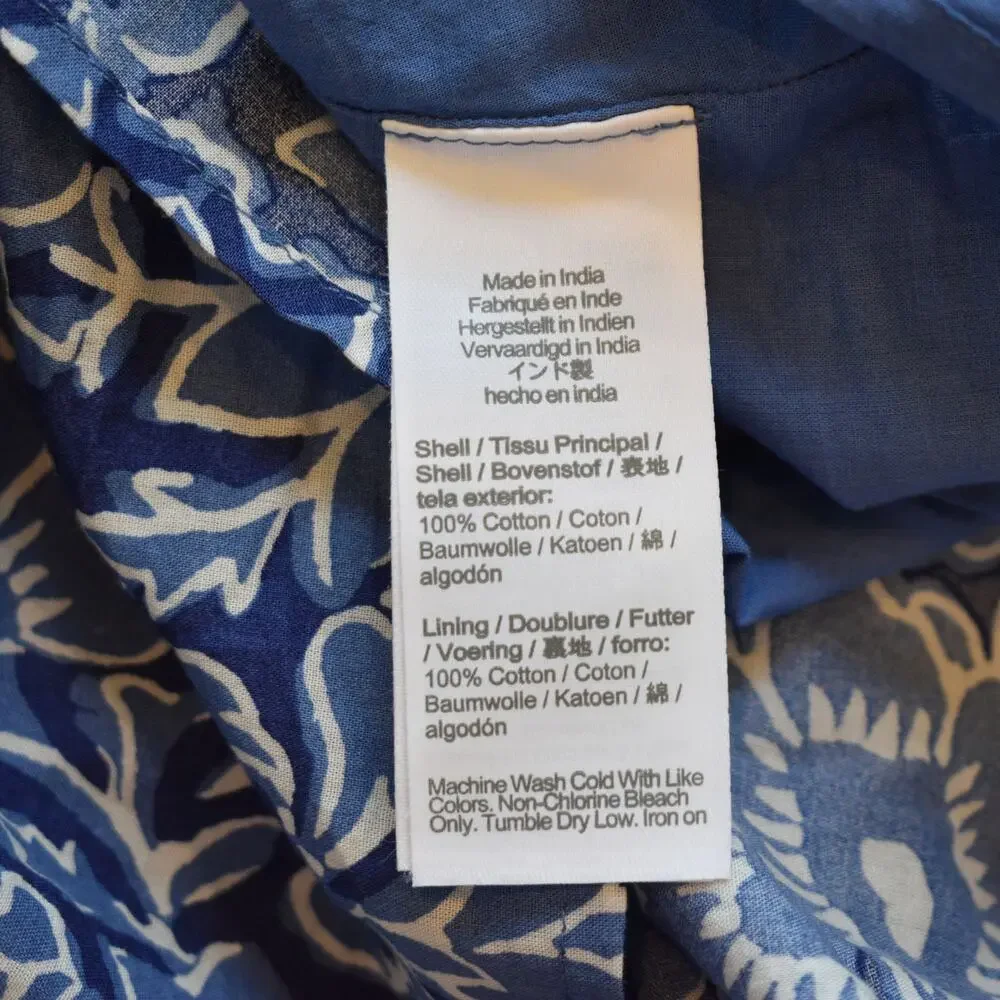 J.Crew Blue Floral Tiered Midi Dress Ruffle Size 6 Woodblock Indigo Cotton